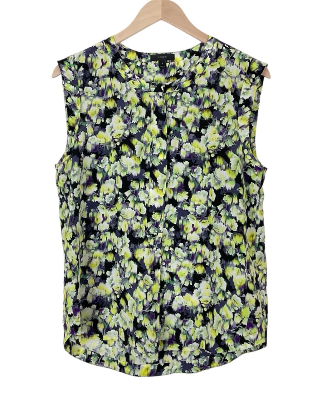 J. Crew Drapey Silk Popover Blouse Clover Print Size 8